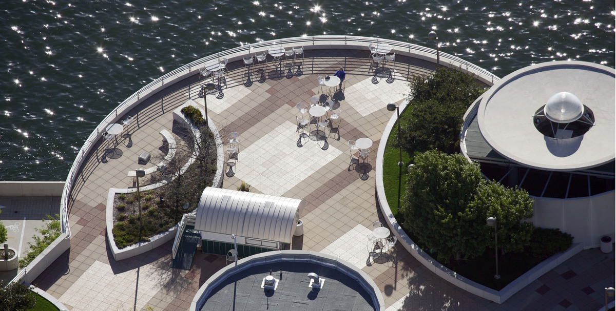 Monona Terrace Community Convention Center Madison WI aerial view