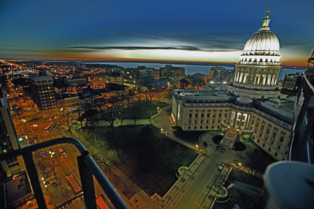Capitol Square at Dawn from tower crane