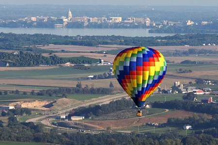 Hot air balloon NW of Madison, WI